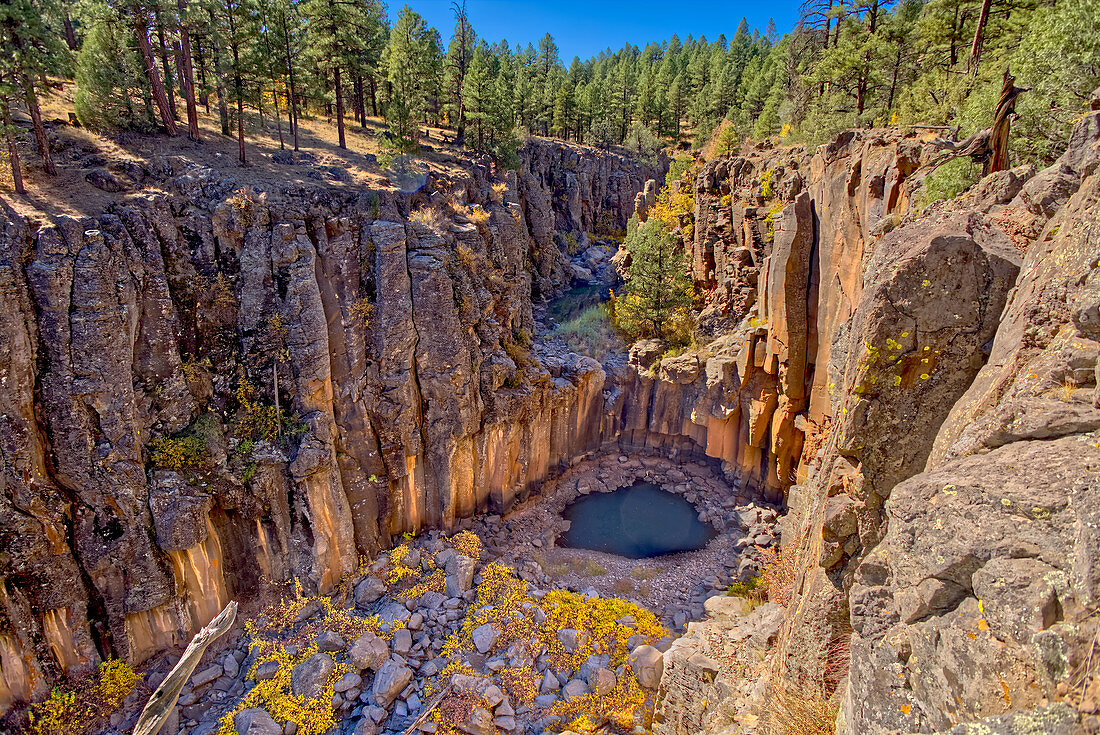 Cliffs of Sycamore Falls with dry inactive waterfalls, Kaibab National Forest near Williams, Arizona, United States of America, North America
