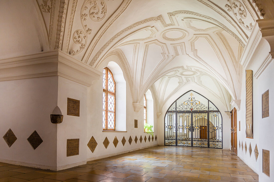 Walkway in the Scheyern Monastery, Upper Bavaria, Bavaria, Germany