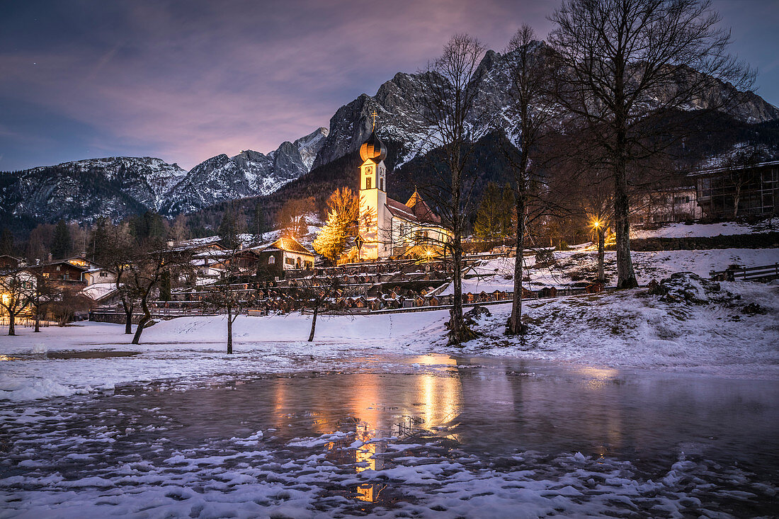 Church of St. John the Baptist in Grainau, Upper Bavaria, Bavaria, Germany