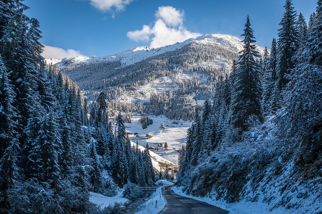 Mountain road from Kalkstein to Innervillgraten, Villgratental, East Tyrol, Tyrol, Austria