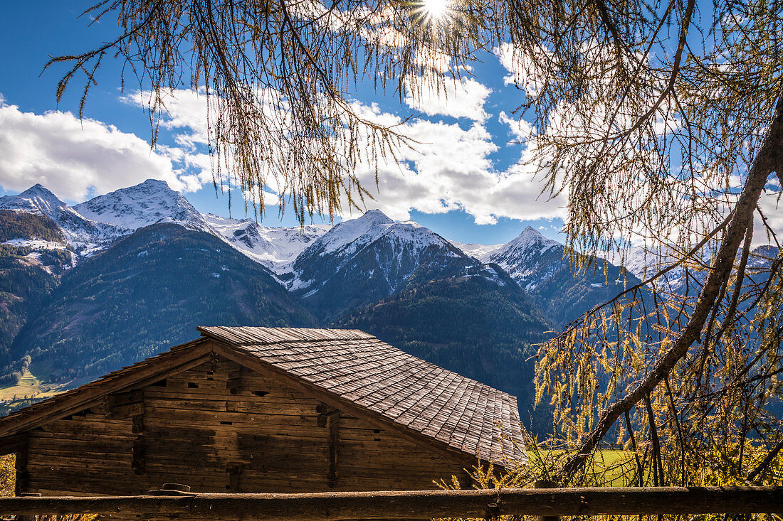 Mountain hut in Zedlacher Paradies, Virgental, East Tyrol, Tyrol, Austria