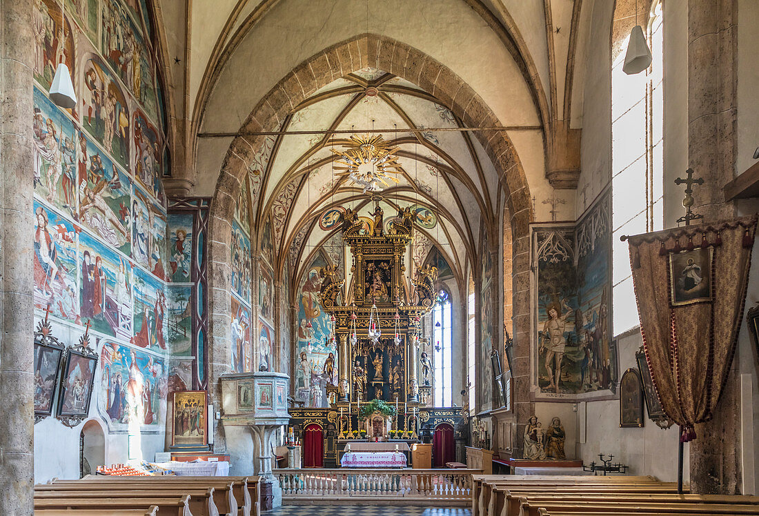 Interior of the pilgrimage church Maria Schnee in Obermauern, Virgental, East Tyrol, Tyrol, Austria