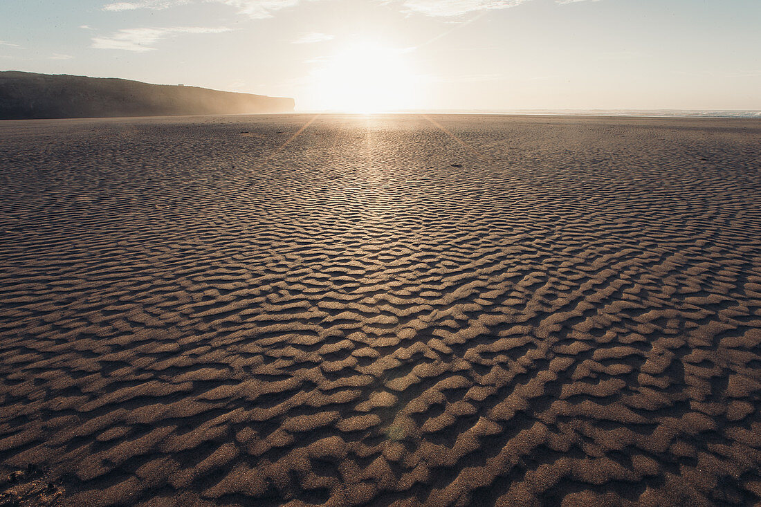 Sand structure in sunset, sea, Portugal, vacation