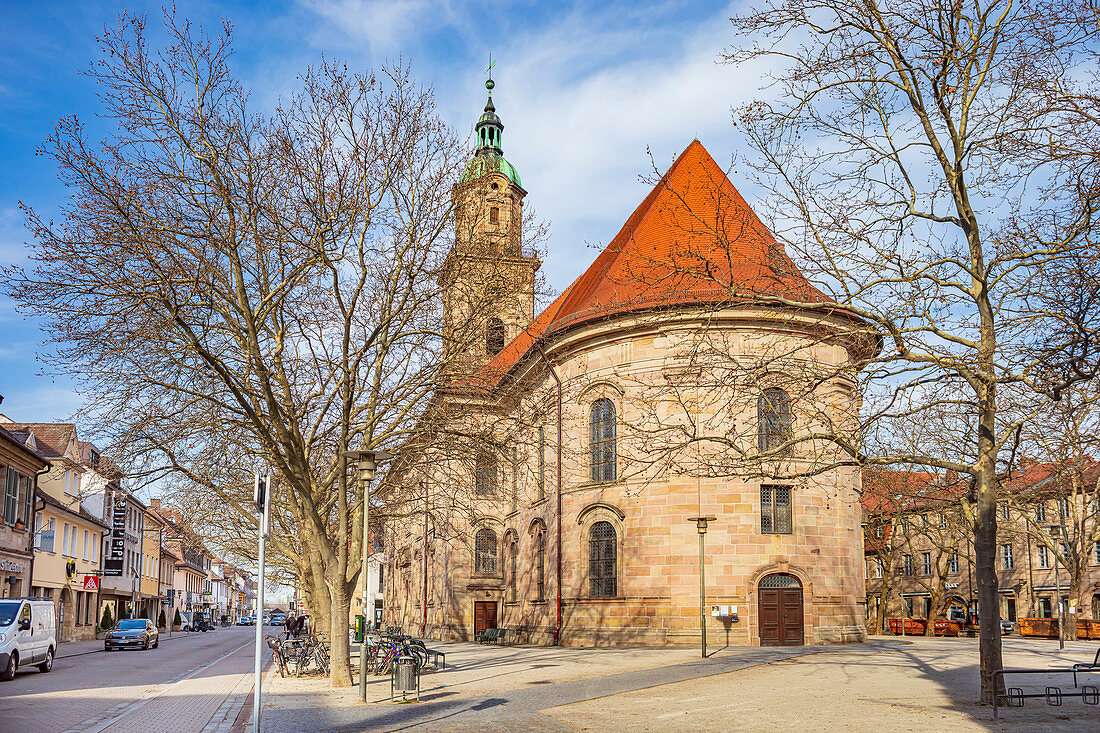 Neustädter Kirchenplatz und die Neustädter Kirche in Erlangen, Mittelfranken, Bayern, Deutschland