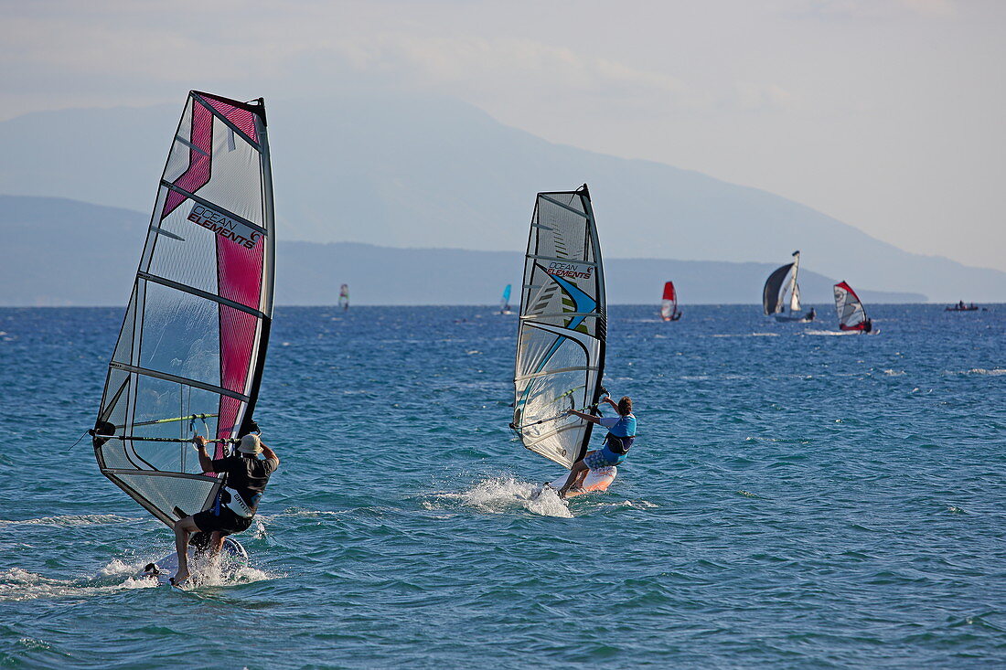 Surfer in Ormos Vasiliki, Vasiliki, Lefkada, Ionian Islands, Greece