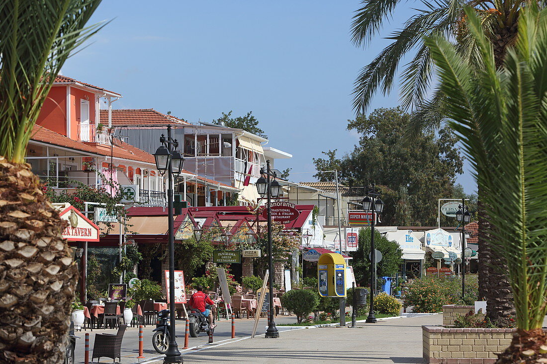 Waterfront promenade of the town of Nydri, Lefkada Island, Ionian Islands, Greece