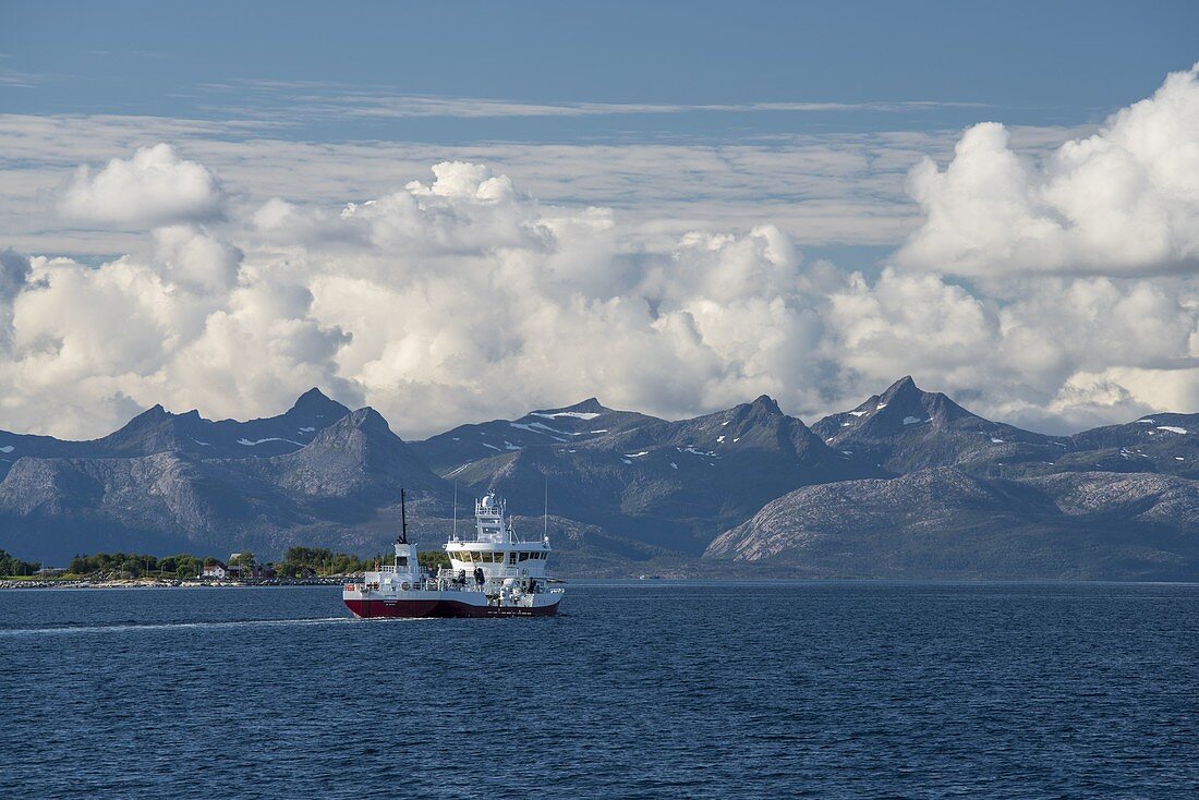 View of the Lofoten, ferry, Ofoten, Nordland, Norway
