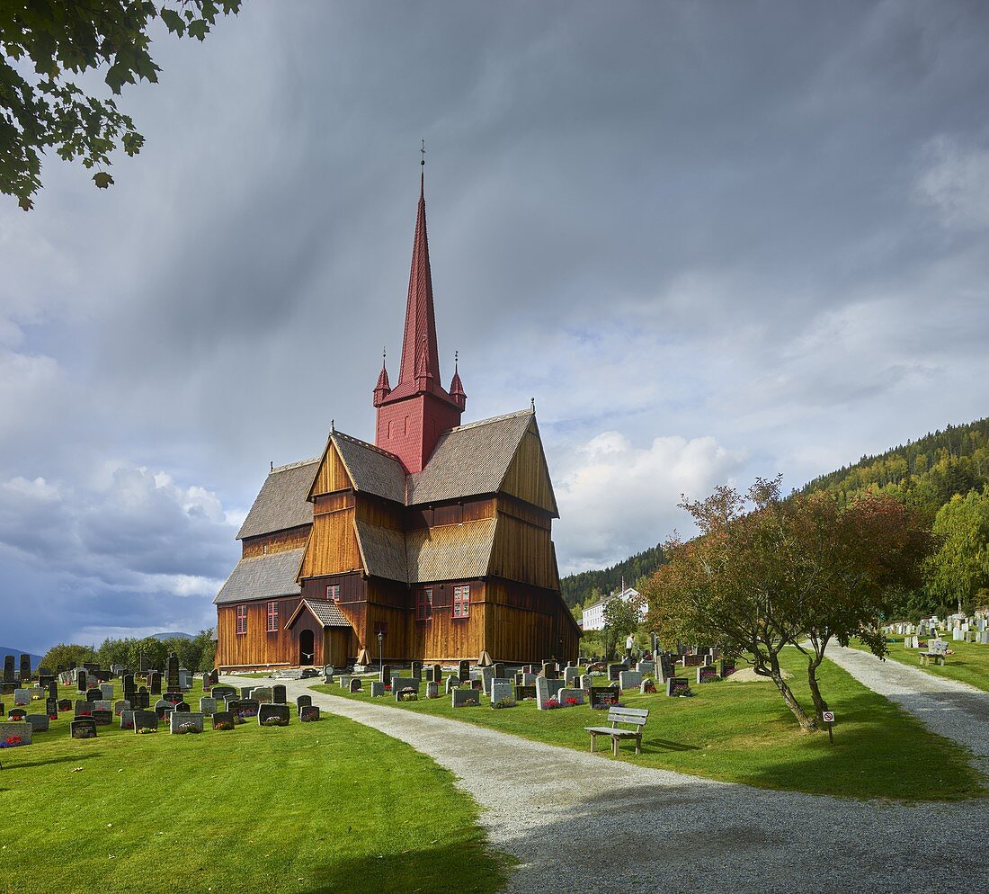 Stabkirche Ringebu, Gudbrandsdal, Innlandet, Norwegen