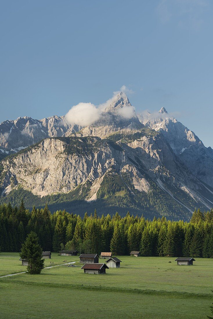 Mieminger Mountains from Ehrwald-Schanz, Ausserfern, Tyrol, Austria