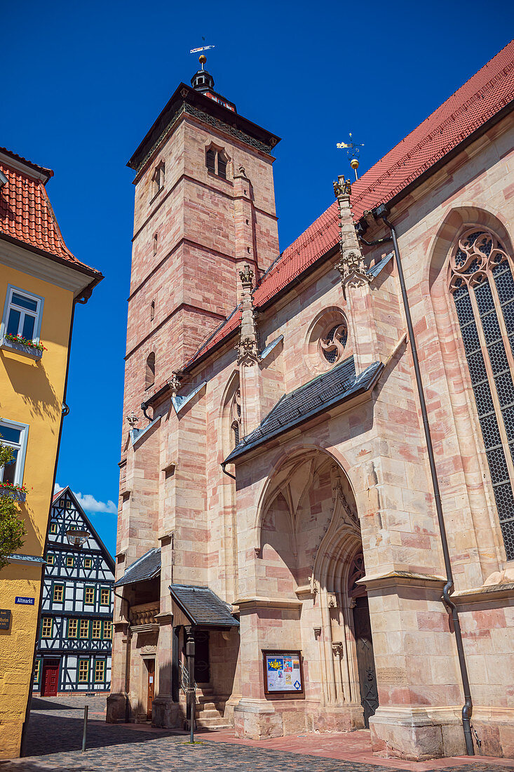 Kirchhof and the town church St. Georg in Schmalkalden, Thuringia, Germany