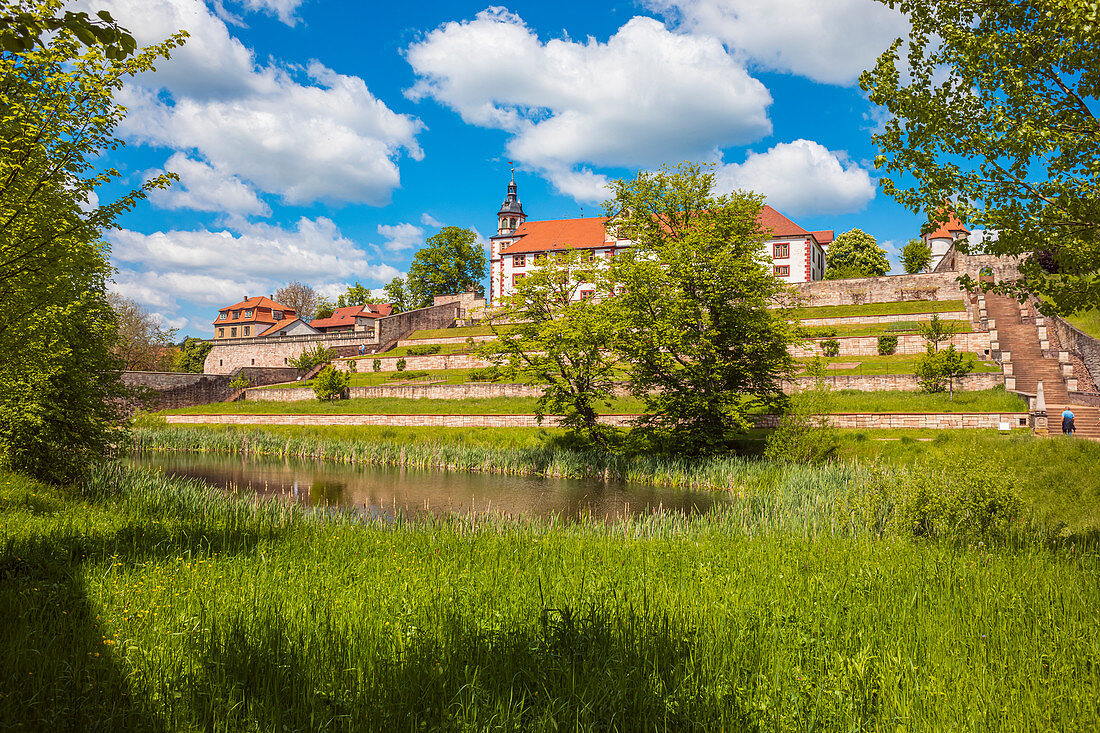 Wilhelmsburg Castle with adjoining castle grounds and gardens in Schmalkalden, Thuringia, Germany