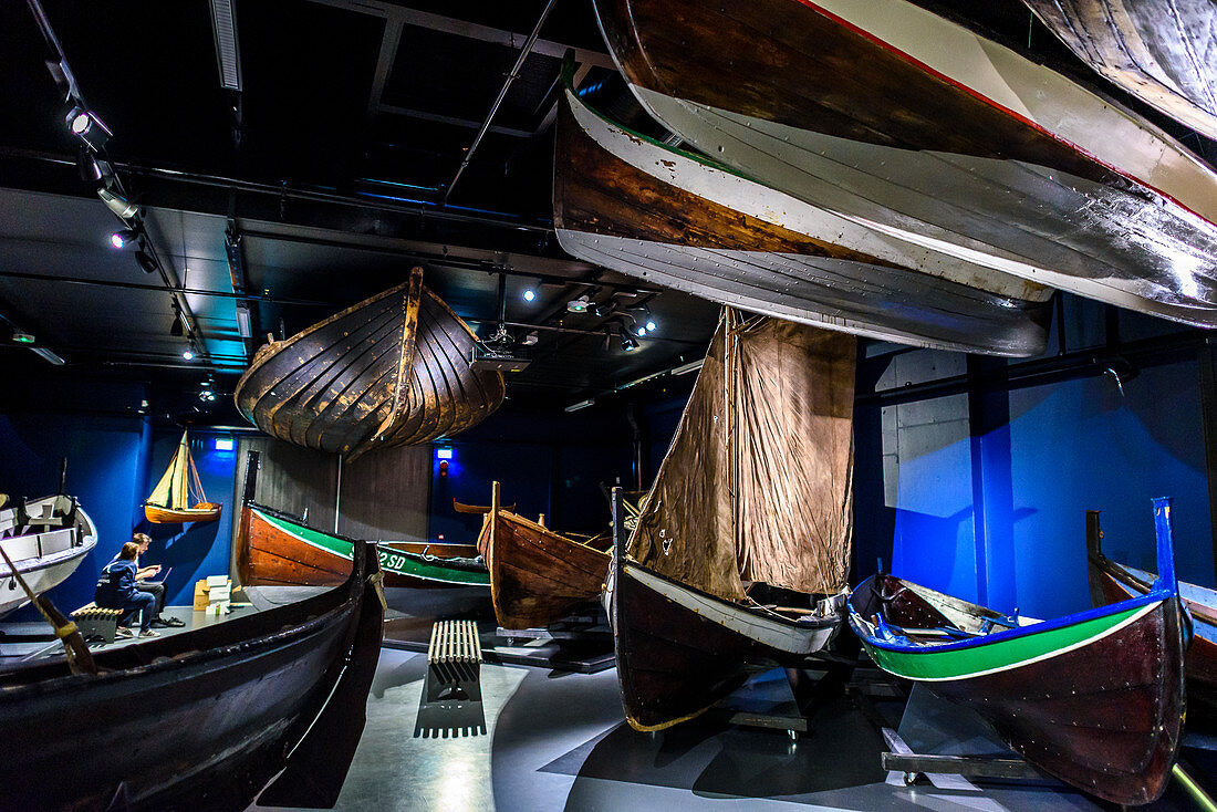 Bootsbau im Museum und Bootswerft für Nordlandboote, Viking Museet Stadsbygd, Landkreis Trondelag, Norwegen