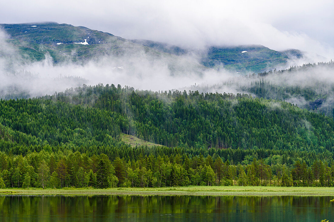 Landschaft zwischen Grong und der Insel Leka, Norwegen