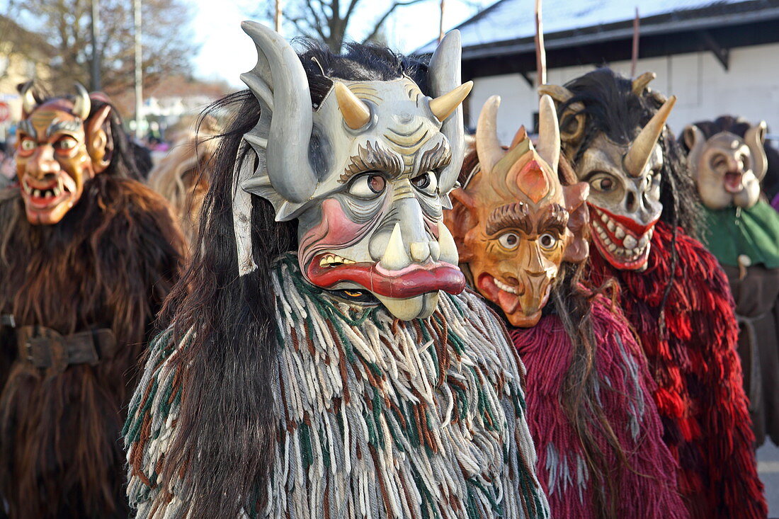 Perchtenlauf at Weihanchten, Kirchseeon, Upper Bavaria, Bavaria, Germany