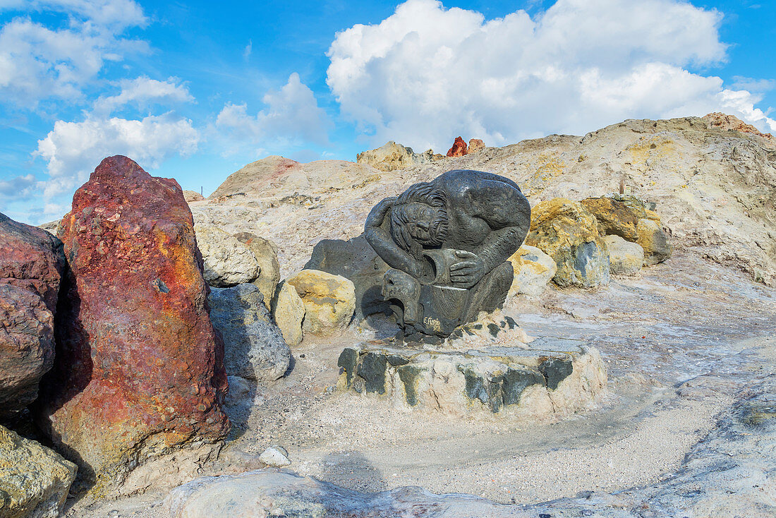 Sculpture made from volcanic rocks, Vulcano Island, Aeolian Islands, Sicily, Italy, 