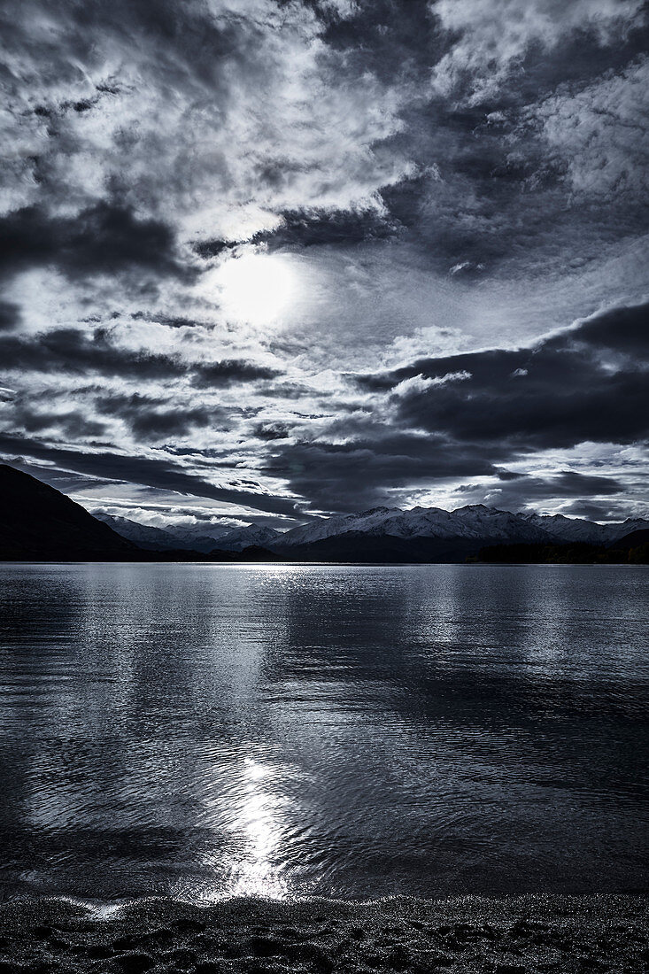 Am späten Nachmittag am Lake Wanaka, Otago, Südinsel, Neuseeland