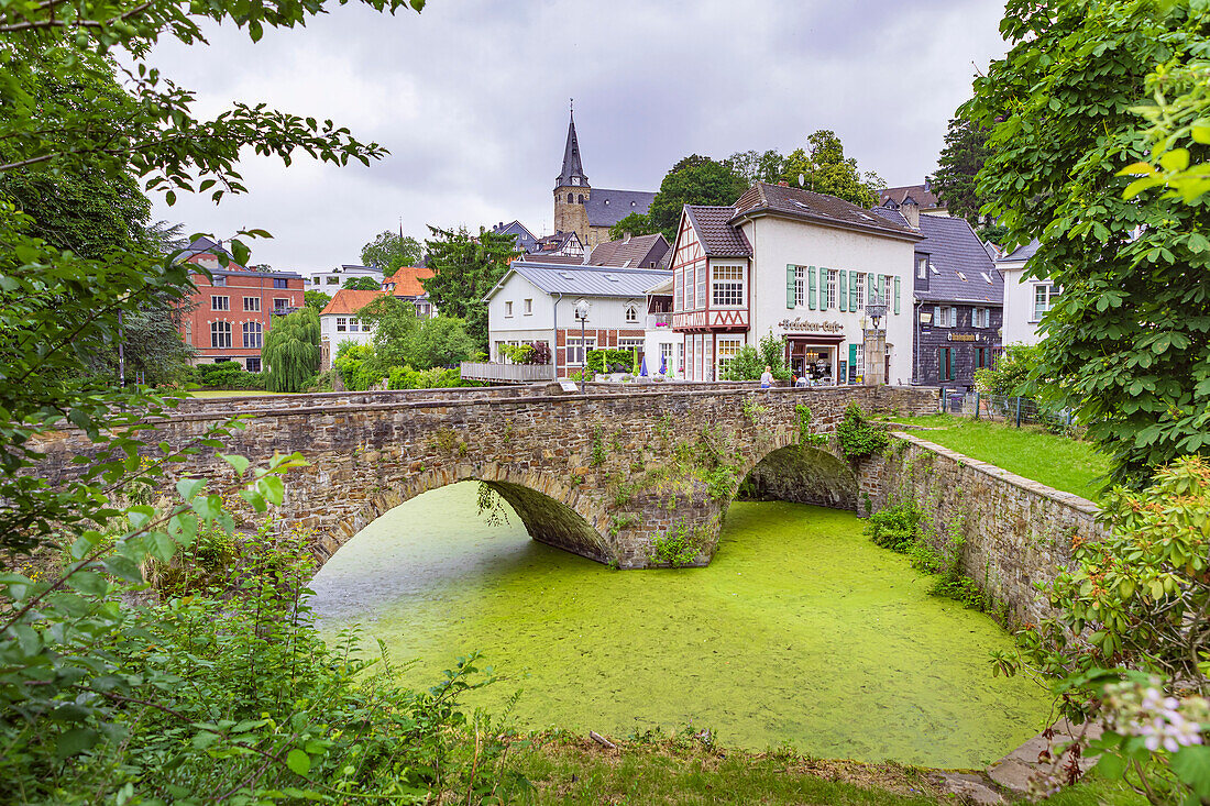 Mühlengraben and the Small Bridge in Essen-Kettwig, North Rhine-Westphalia, Germany