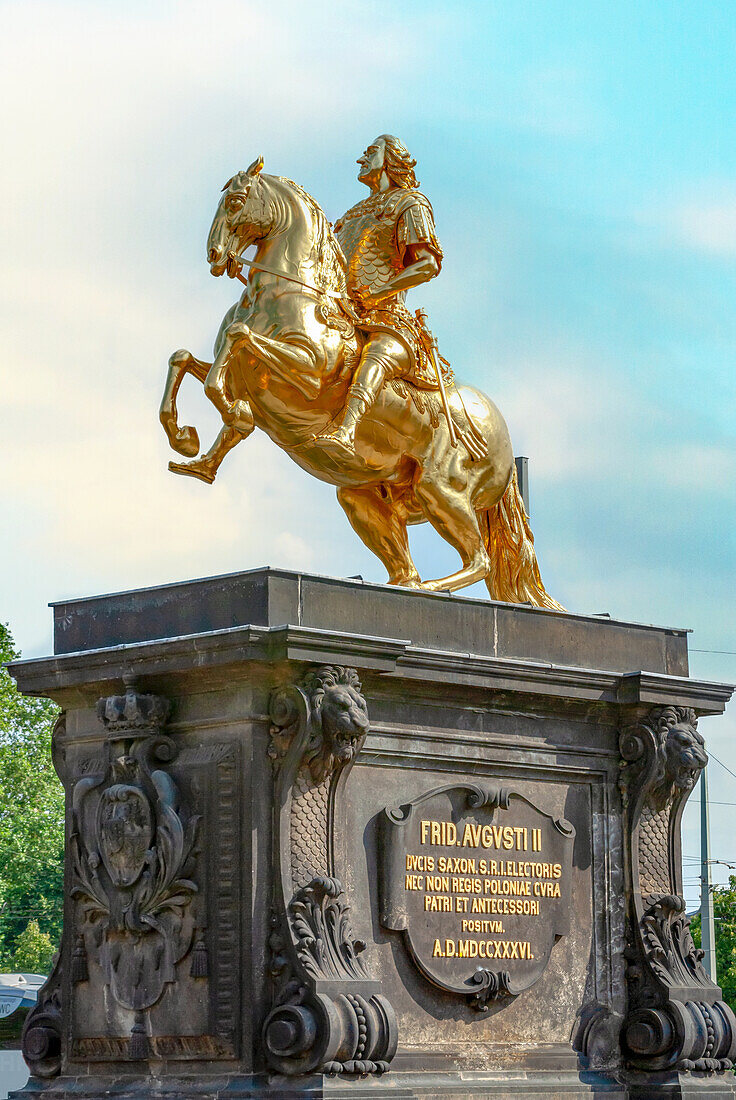 Goldener Reiter, Denkmal August des Starken, Dresden Neustadt, Sachsen, Deutschland  