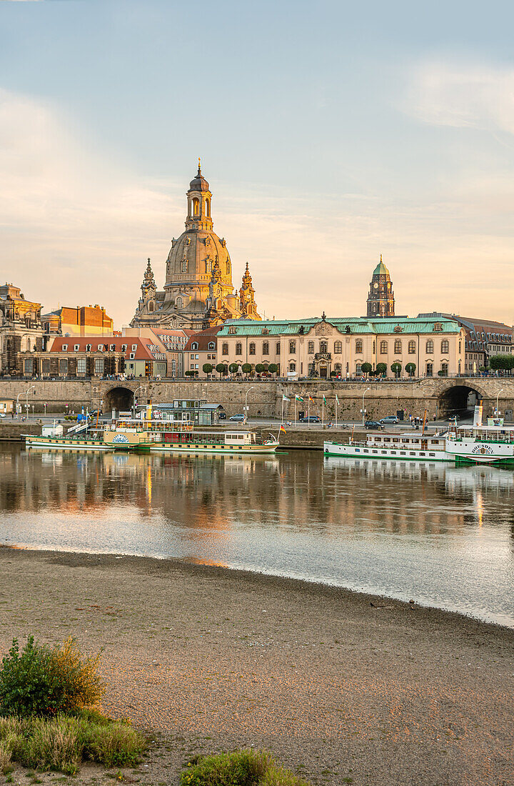 Evening mood on the historic skyline of Dresden, Saxony, Germany