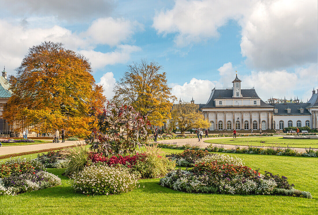 The New Palace in the Pillnitz Palace Park in Dresden in autumn, Saxony, Germany
