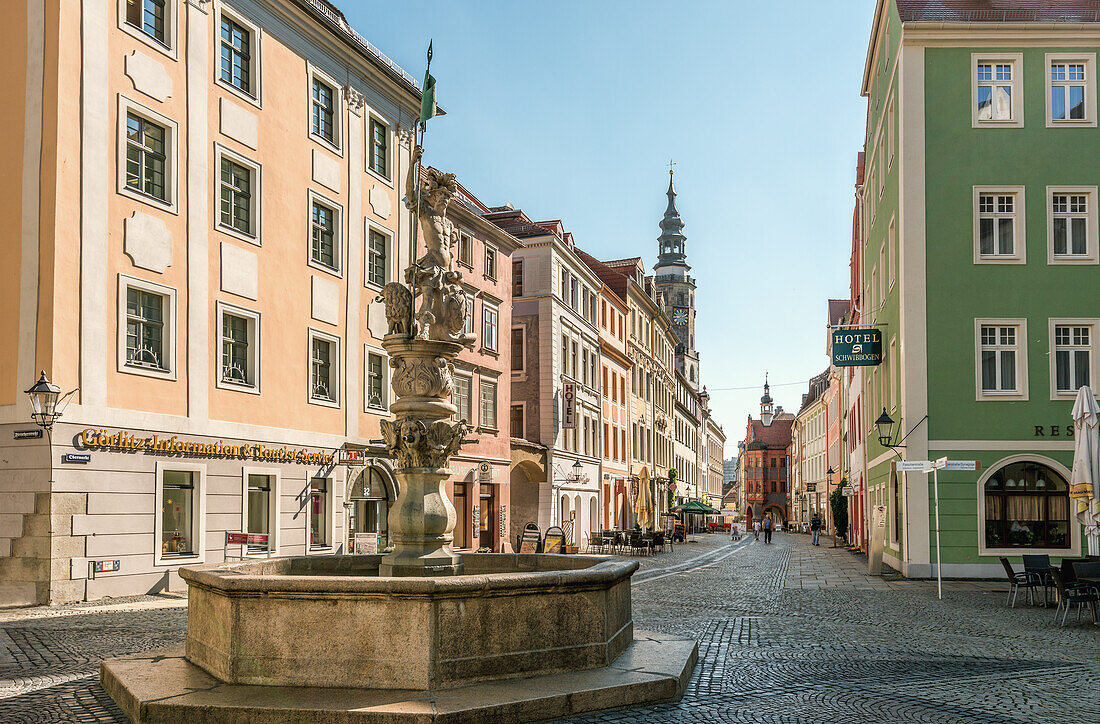 Fountain at the Obermarkt in Goerlitz, Saxony, Germany