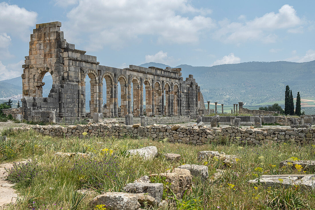 Historische Stätte der antiken römischen Ruinen von Volubilis, UNESCO-Weltkulturerbe, Marokko, Nordafrika, Afrika