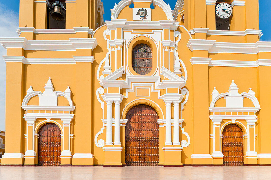 Peru, La Libertad province, north coast, Trujillo, Plaza de Armas, the cathedral 