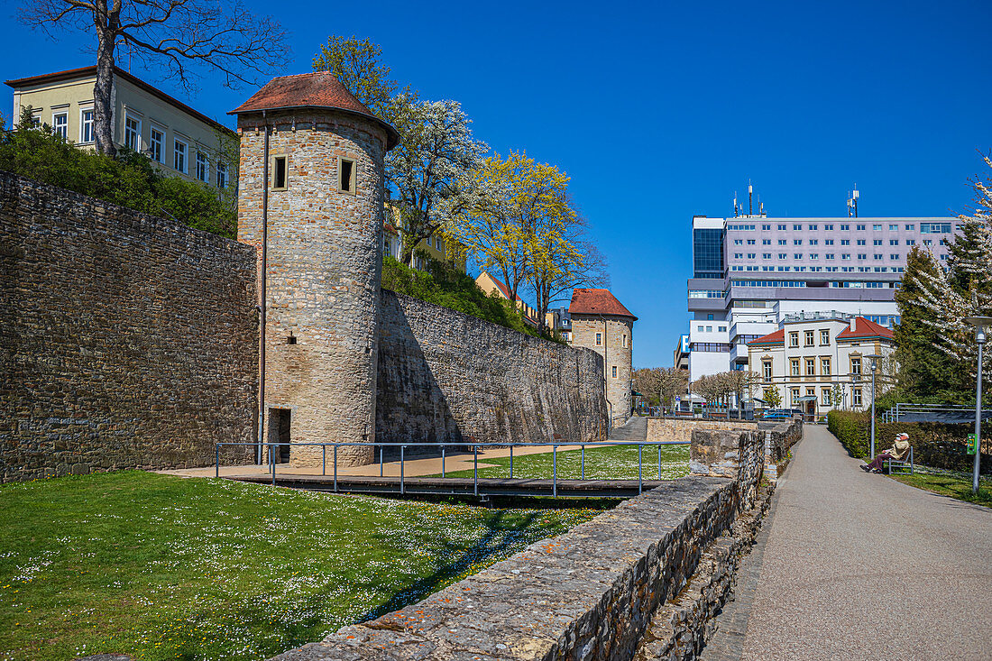 City wall Am Unteren Wall in Schweinfurt, Bavaria, Germany