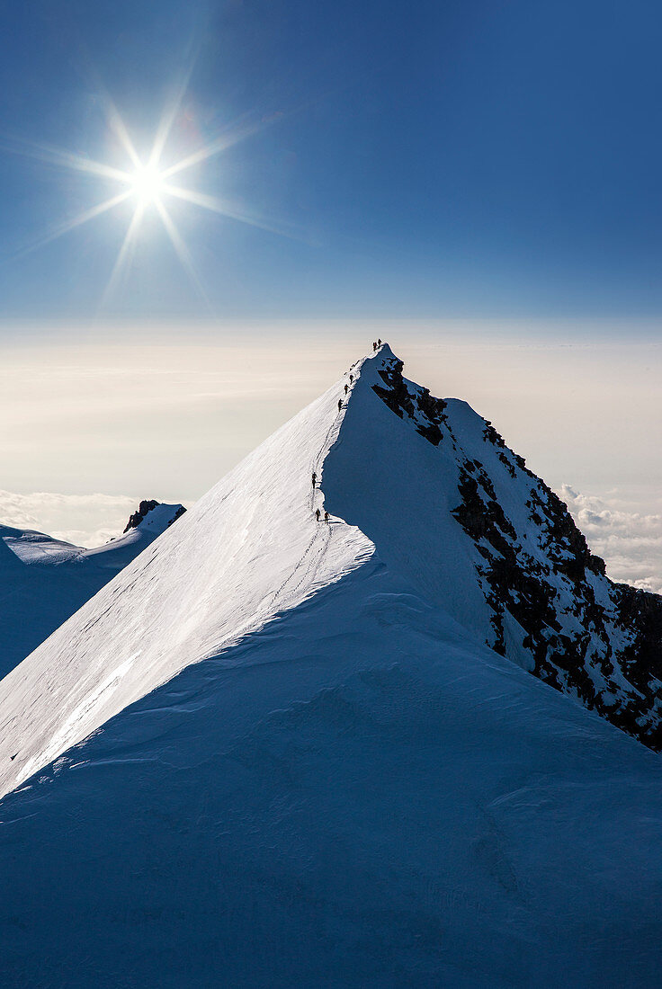 Switzerland,Monte Rosa,Sun shining over Monte Rosa Massif