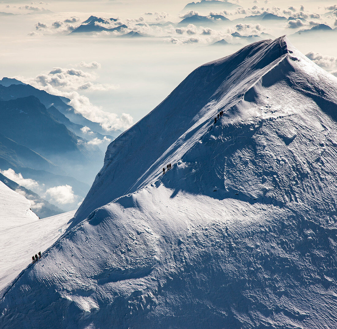 Switzerland,Monte Rosa,Aerial view of mountain ridge in Monte Rosa Massif