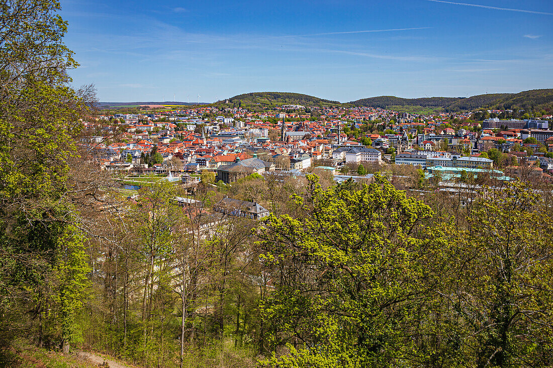 Ausblick auf die Stadt von der Aussichtsplattform in Bad Kissingen, Bayern,  Deutschland