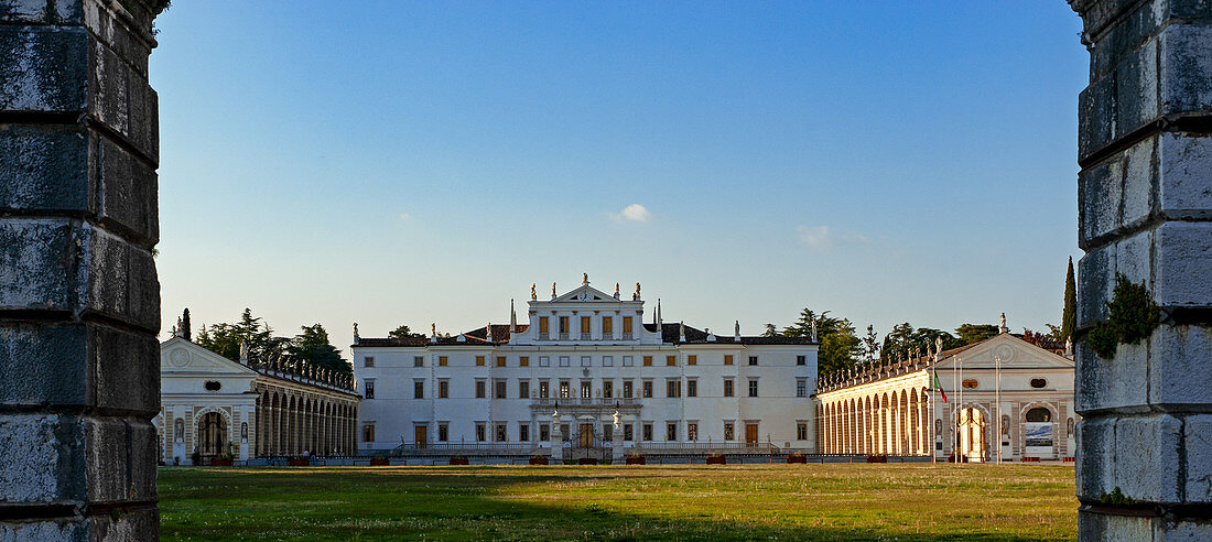 The splendid baroque facade of Villa Manin from the 1600s, in Passariano di Codroipo in the province of Udine. Friuli Region. The "Treaty of Campoformido" with Napoleon Bonaparte was signed in the villa.