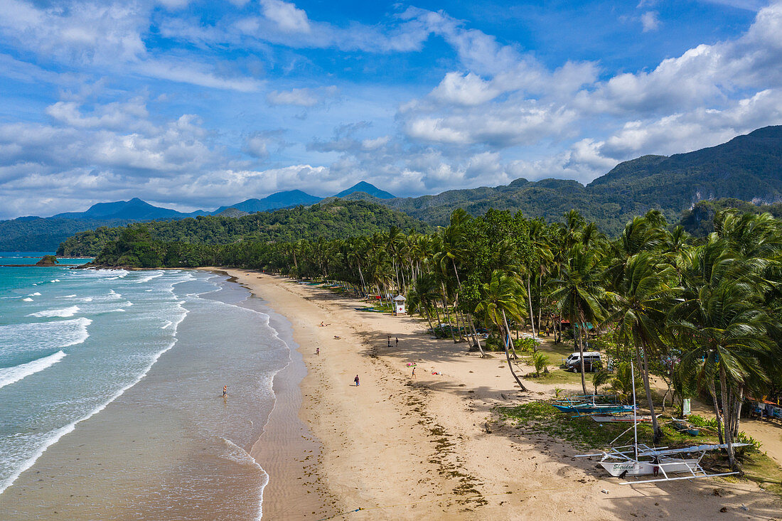 Luftaufnahme des Strand Sheridan Beach, Cabayugan, Puerto Princesa, Puerto Princesa, Philippinen, Asien