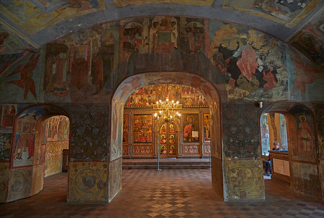 Interior view of the Prophet - Elijah - Cathedral in Yaroslavl, frescoes and iconostasis, Unesco World Heritage, Volga, Golden Ring, Yaroslavl Oblast, Russia, Europe