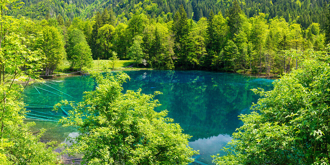Christlessee, a mountain lake in the Trettachtal, near Oberstdorf, Oberallgäu, Allgäu, Bavaria, Germany, Europe