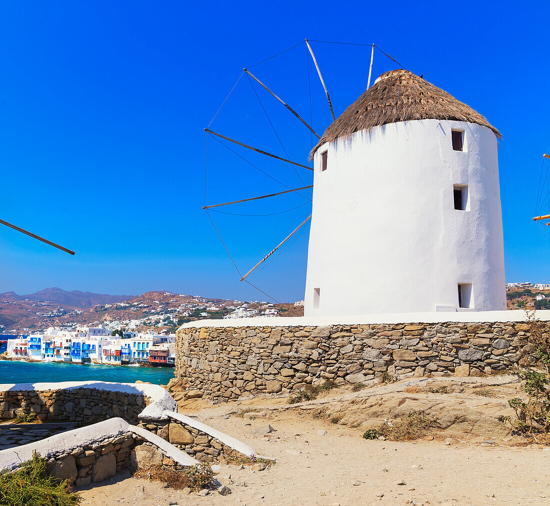 Windmühlen Kato Mili, Mykonos-Stadt, Mykonos, Kykladen, Griechenland