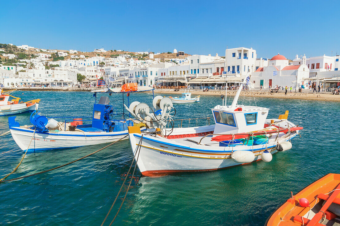 Mykonos Town old harbour, Mykonos, Cyclades Islands, Greece