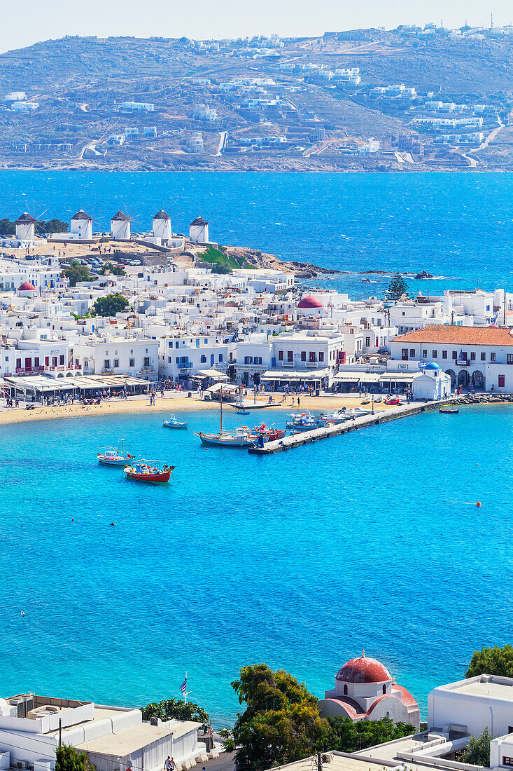 Mykonos Town, elevated view, Mykonos, Cyclades Islands, Greece