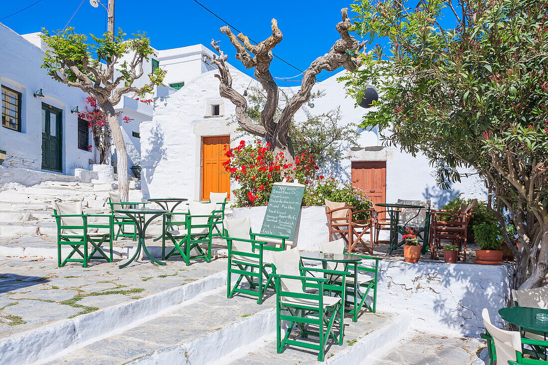 Streetside cafe, Amorgos, Cyclades Islands, Greece