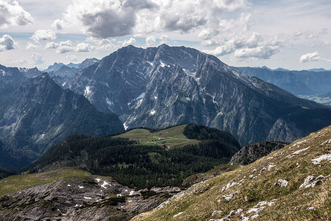 View of the Gotzenalm and the Watzmann, Berchtesgaden Alps, Bavaria, Germany