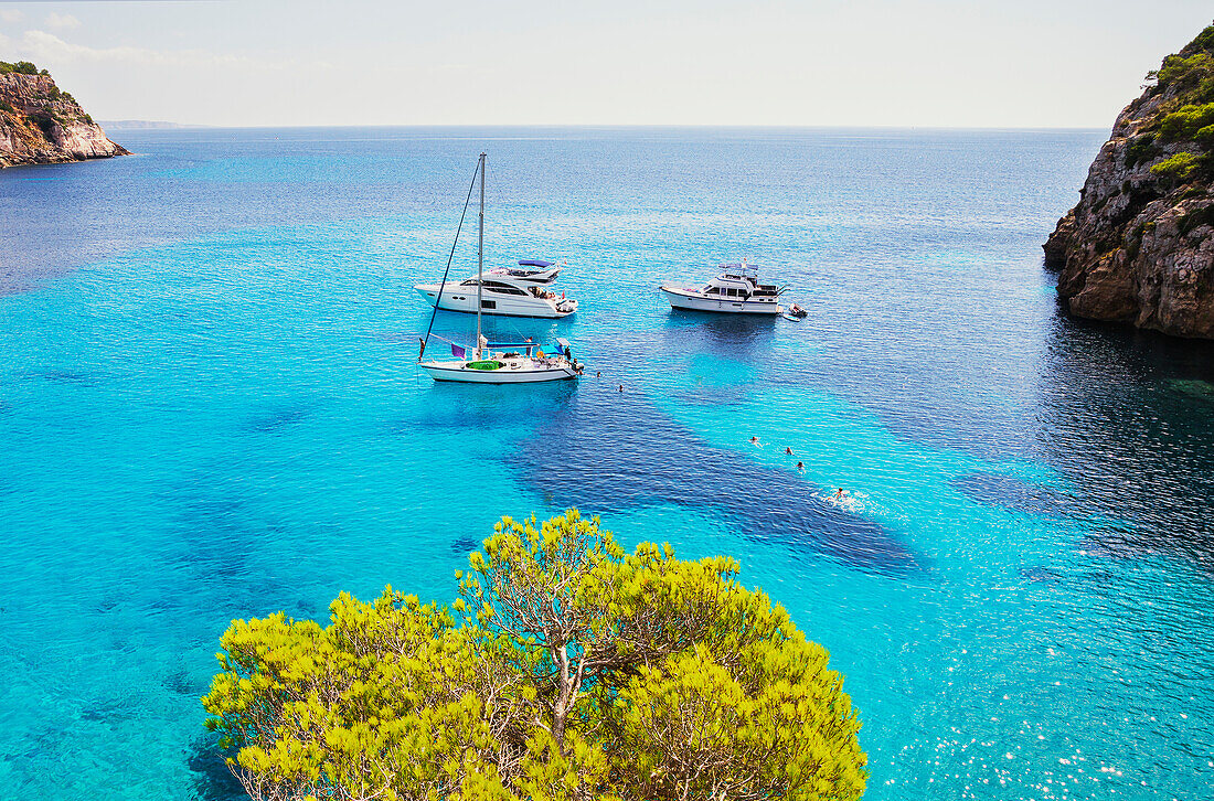 Cala Mitjana, elevated view, Minorca, Balearic Islands, Spain