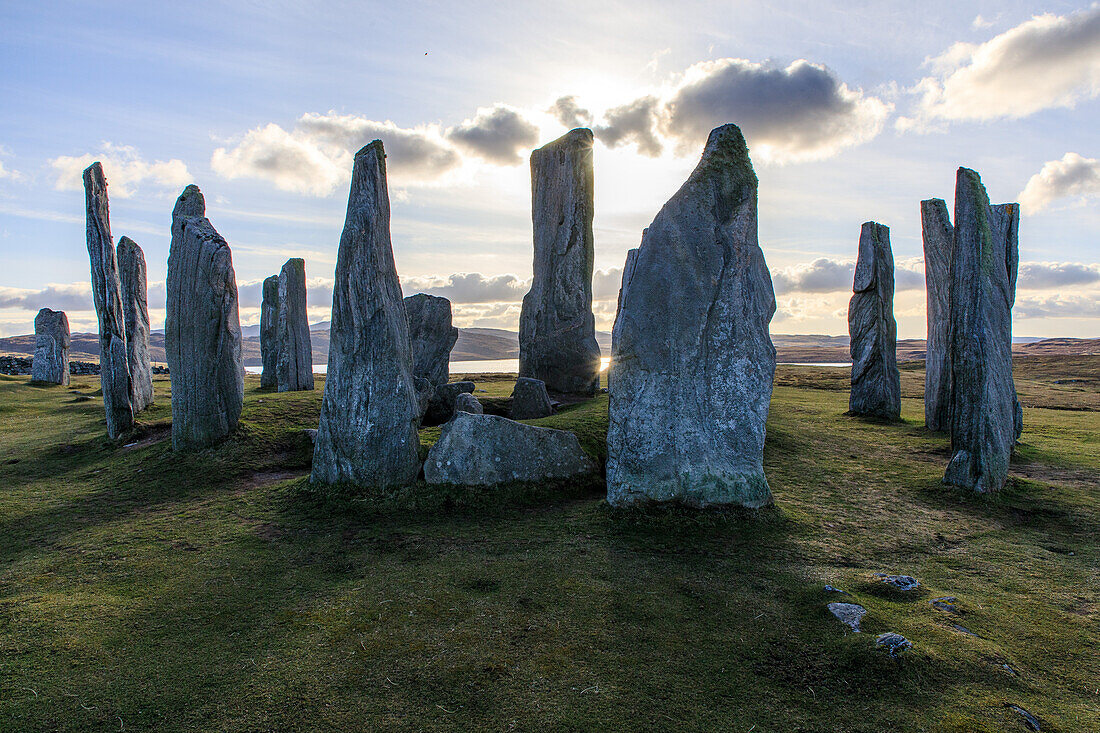 Steinkreis Callanish Stones, Isle of Lewis, Hebriden, Äußere Hebriden, Schottland UK