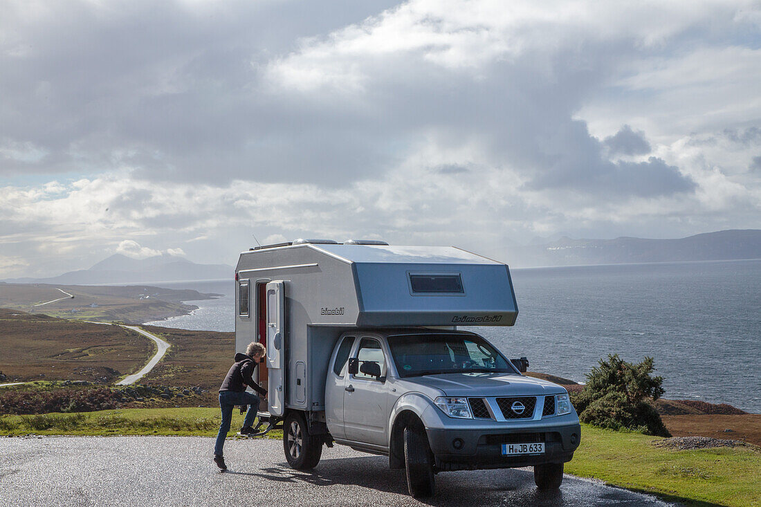 Campervan, Motorhome, Bimobil, Applecross Peninsula, Sutherland, Scotland UK