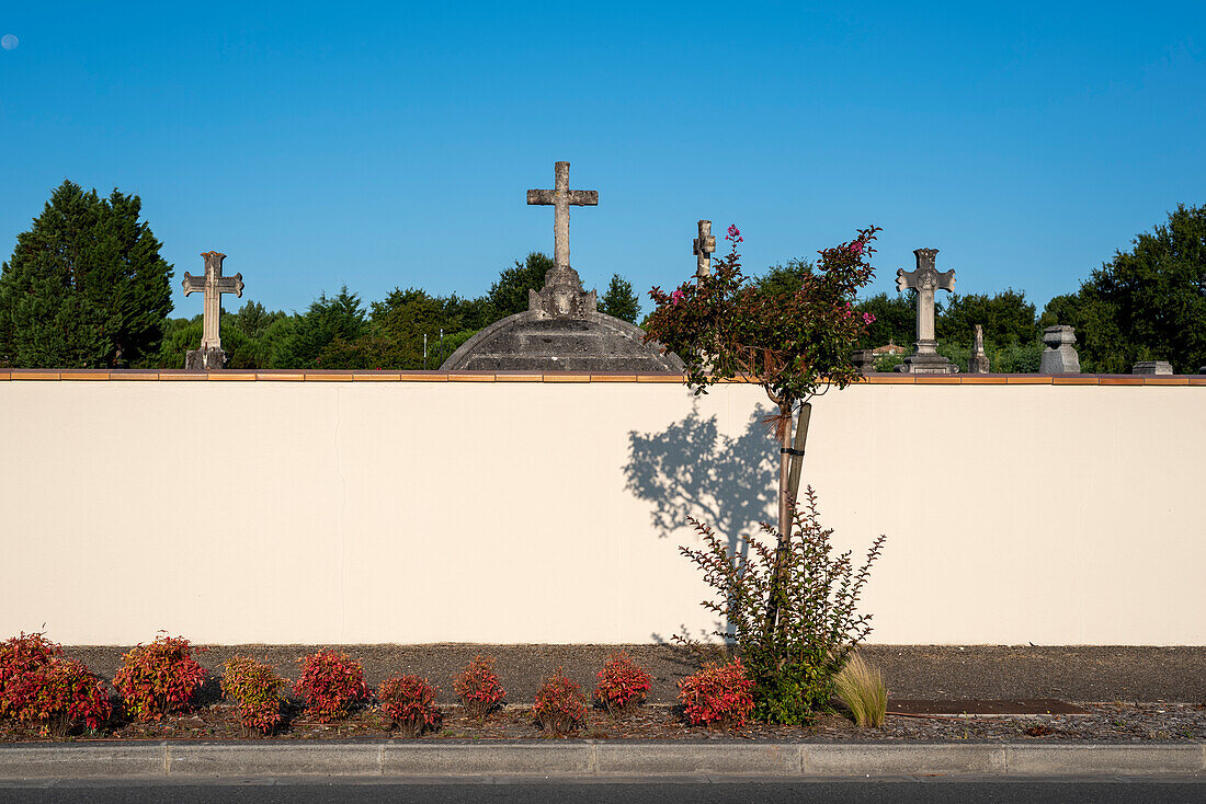 Cemetery with stone crosses, Carcans, France