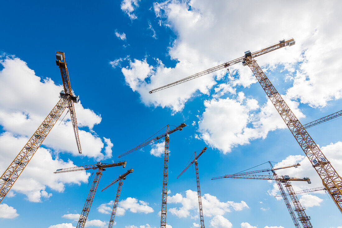 Construction cranes, Hafencity, Hamburg-Mitte, Hamburg, Germany