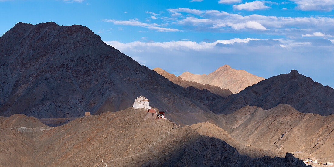 The Namgyal Tsemo Gompa Monastery on Tsenmo Hill, a viewpoint over Leh, Ladakh, Jammu and Kashmir, India, Asia