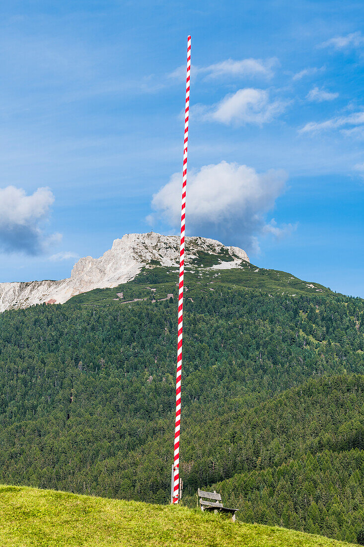 Flagpole, Weisshorn, Aldein, Radein, South Tyrol, Alto Adige, Italy