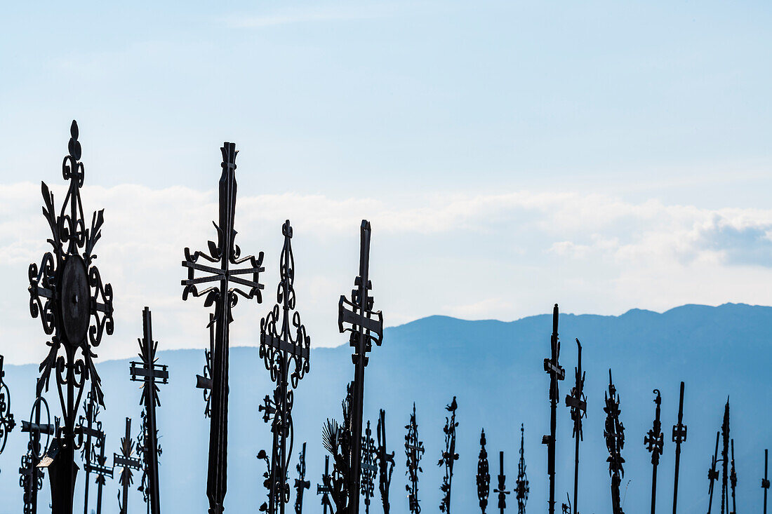 Grave crosses, cemetery, Aldein, South Tyrol, Alto Adige, Italy