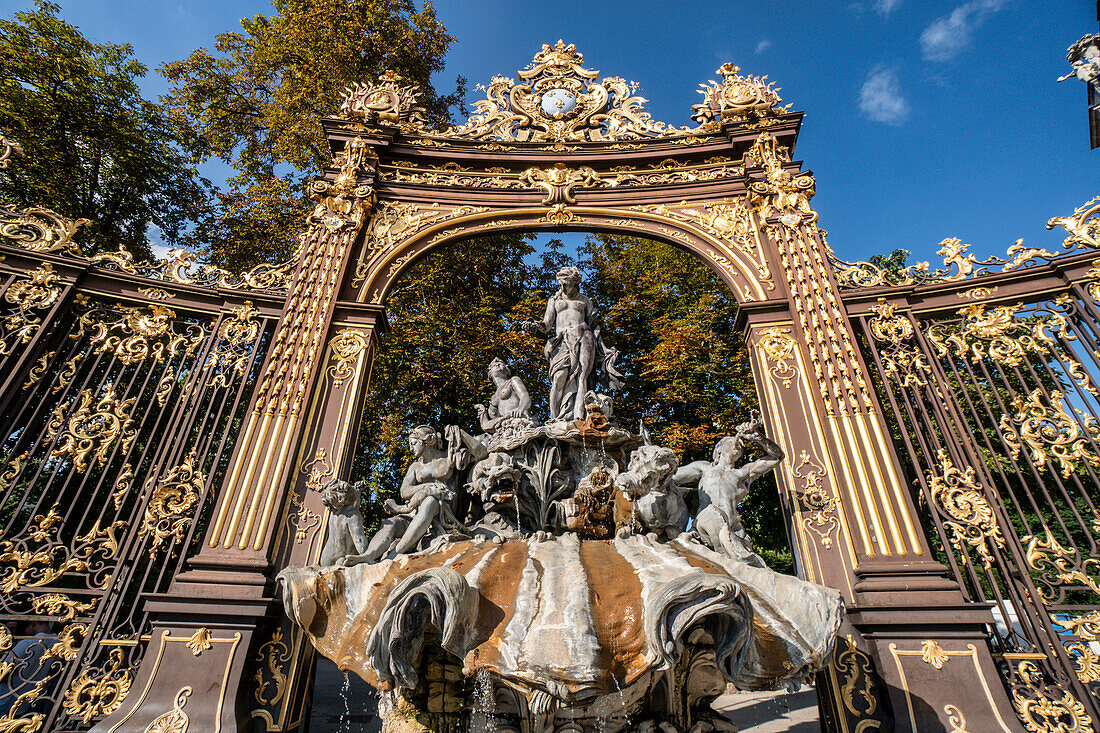 Place Stanislas, Fountain of Amphitrite in the Golden Gate, Nancy, Lorraine, France, Europe