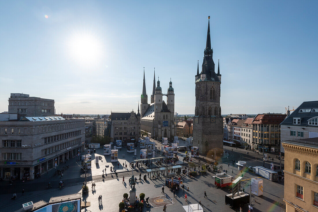 Marktplatz, Marienkirche, Roter Turm, Halle an der Saale, Sachsen-Anhalt, Deutschland